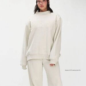 NWT Parke Tonal Oat Monochrome Varsity Crewneck | L/XL